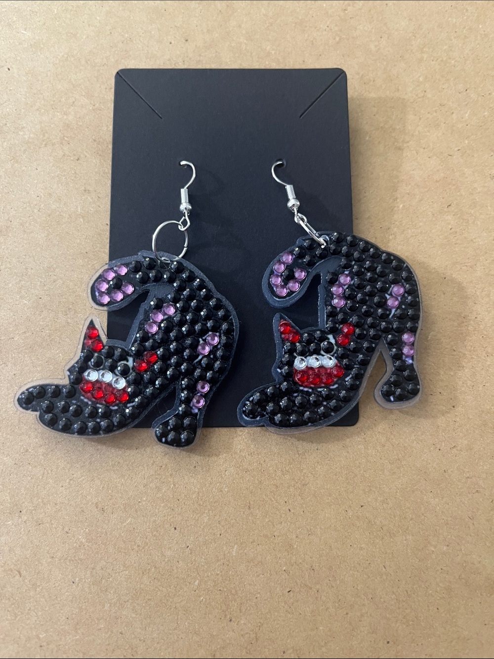 Black Cat Beaded Earrings
